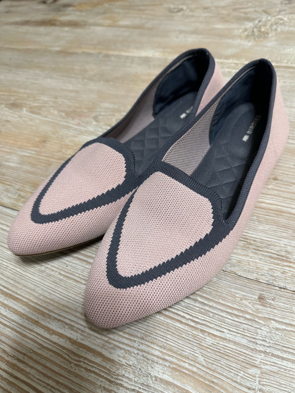 Birdies Blackbird Knit Flats Size 9.5 Antique Pink and Gray like new condition